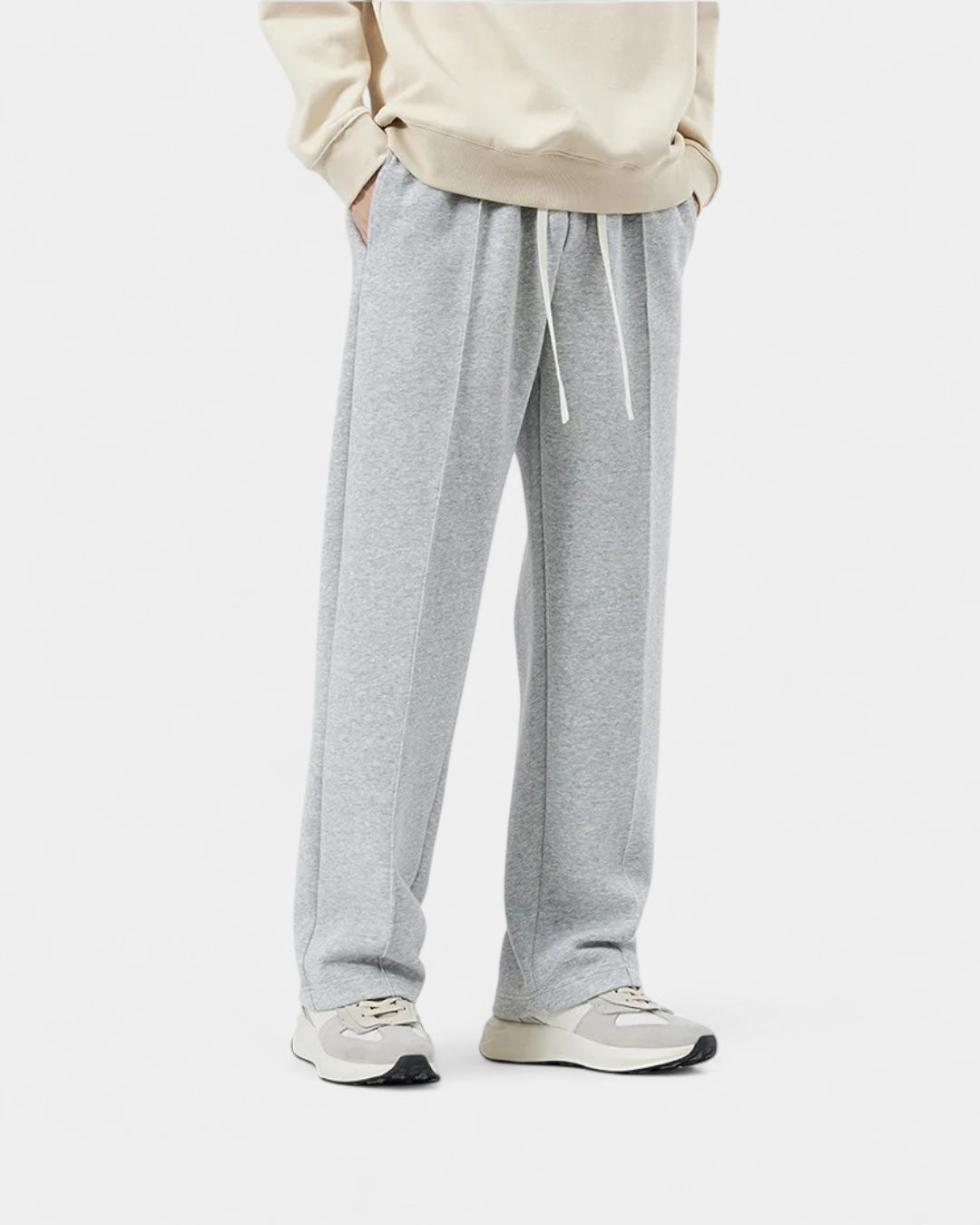 Pantaloni Jogger Uomo Gamba Dritta Maglia Spessa Morbidi