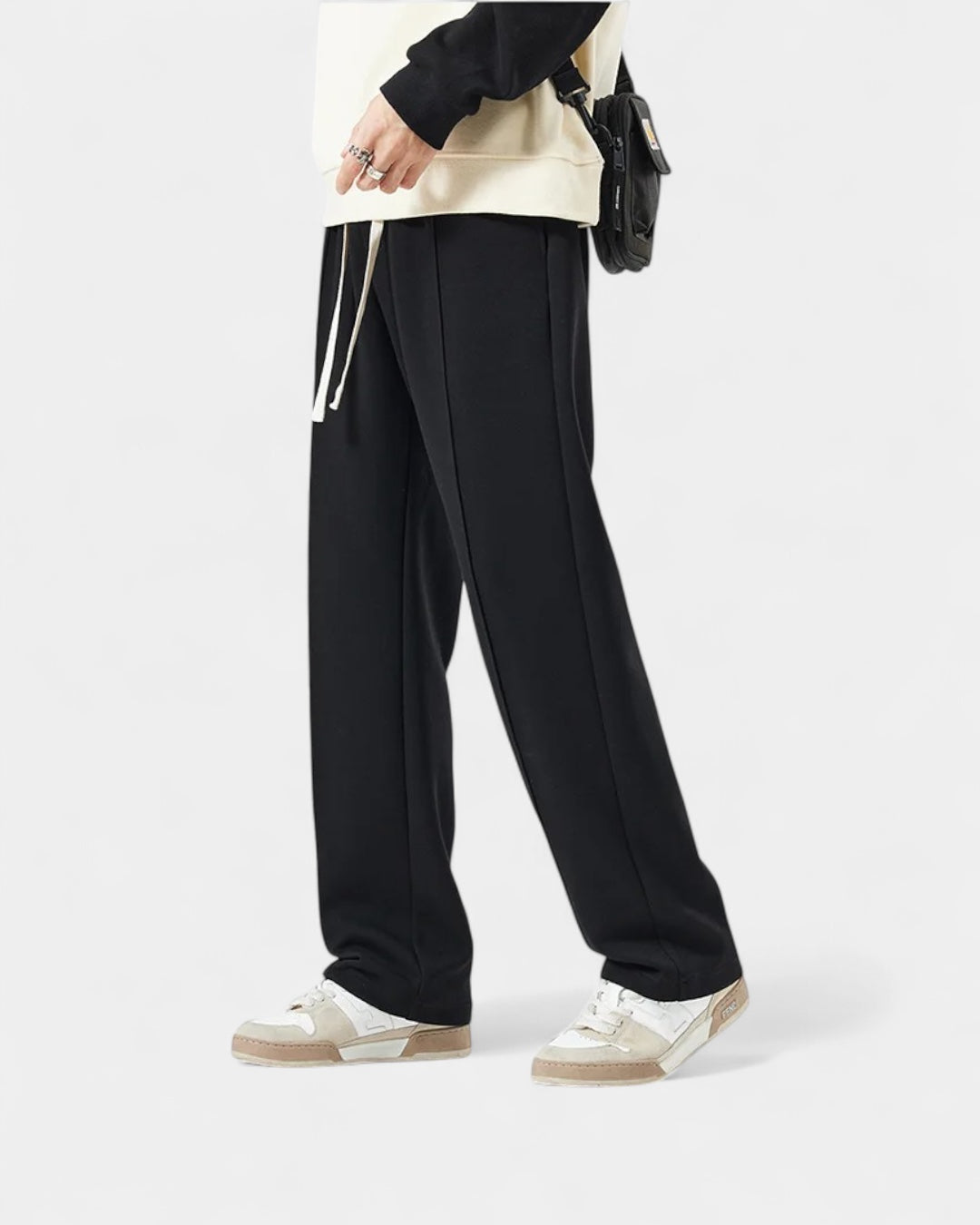 Pantaloni Jogger Uomo Gamba Dritta Maglia Spessa Morbidi