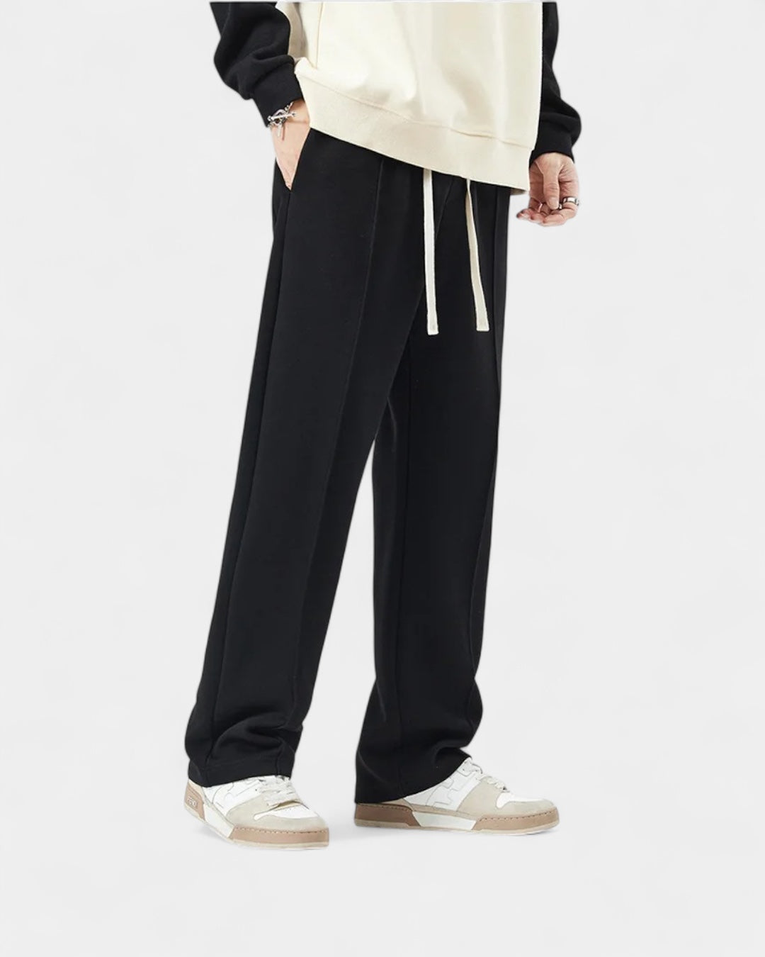 Pantaloni Jogger Uomo Gamba Dritta Maglia Spessa Morbidi