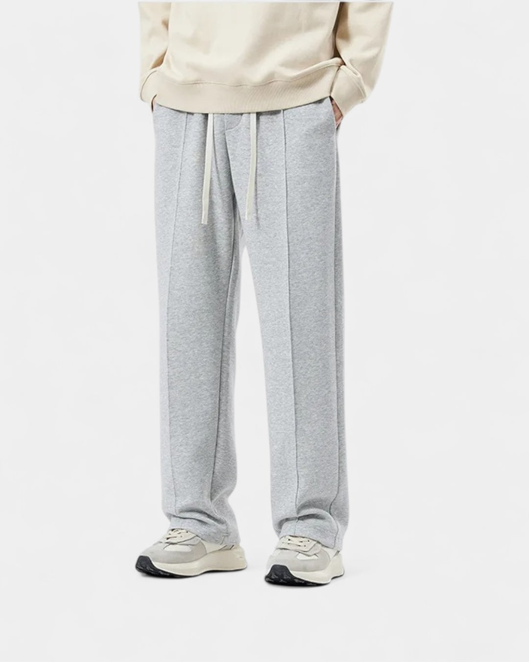 Pantaloni Jogger Uomo Gamba Dritta Maglia Spessa Morbidi