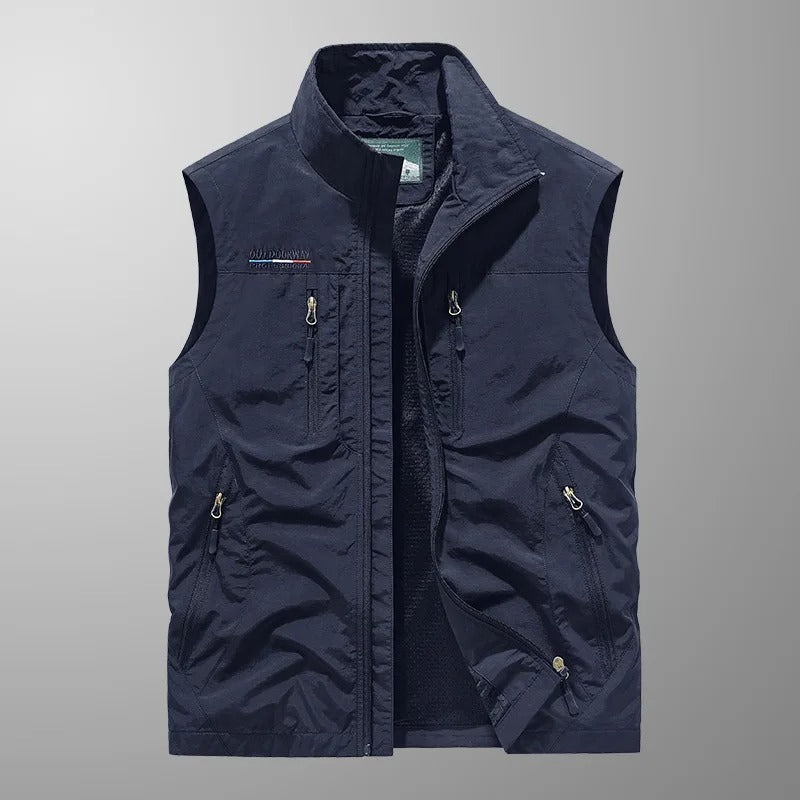 Gilet Uomo con Zip e Collo Alto per Attività all'Aperto