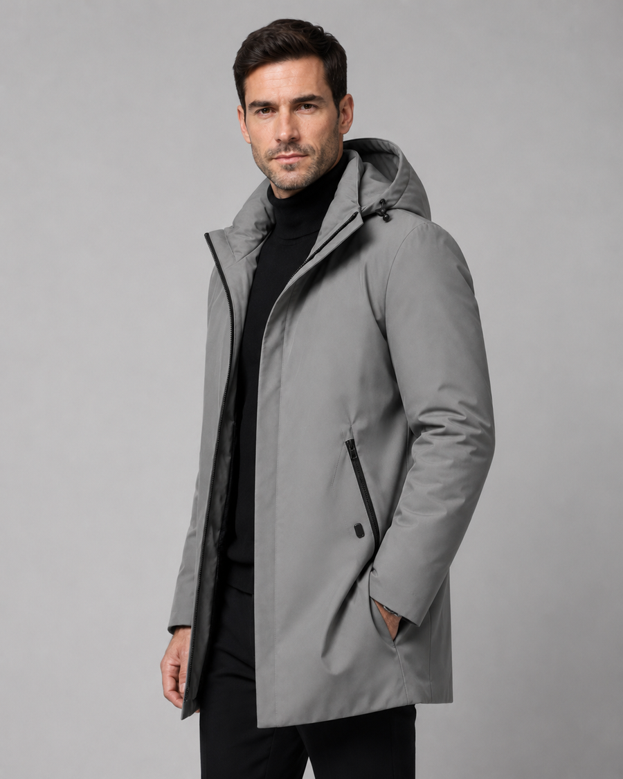 Parka Uomo con Cappuccio Fodera Trapuntata Media Lunghezza