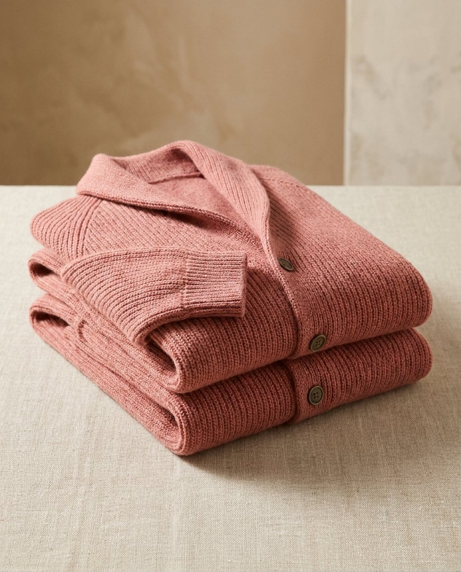 Cardigan Uomo a Costine con Collo Sciallato