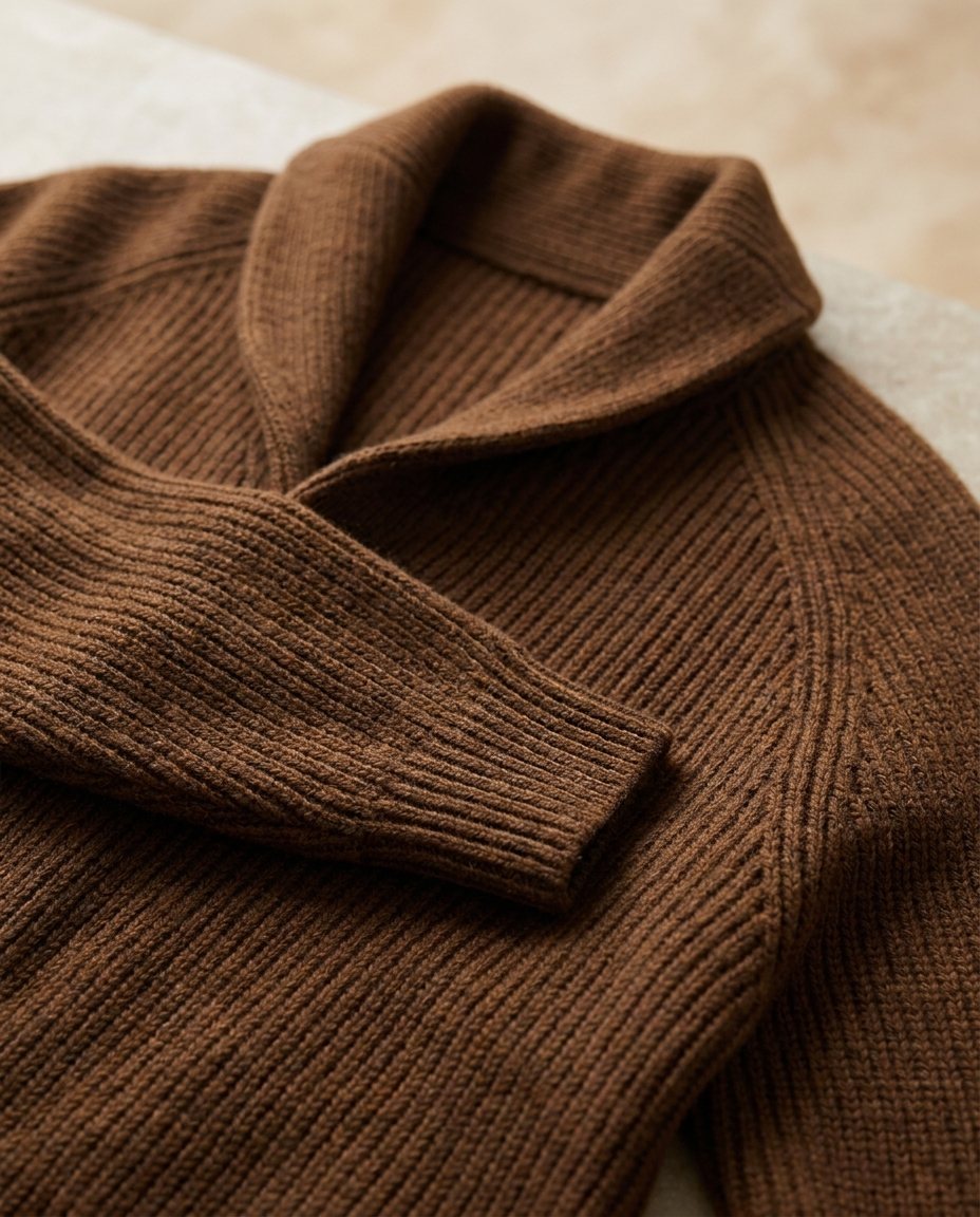 Cardigan Uomo a Costine con Collo Sciallato